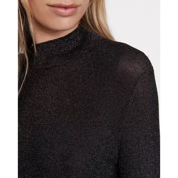 RAG & Bone "Cherie" Lurex Mock Neck Ribbed Sweater Women Sz Small Sparkle Slim - Picture 8 of 8